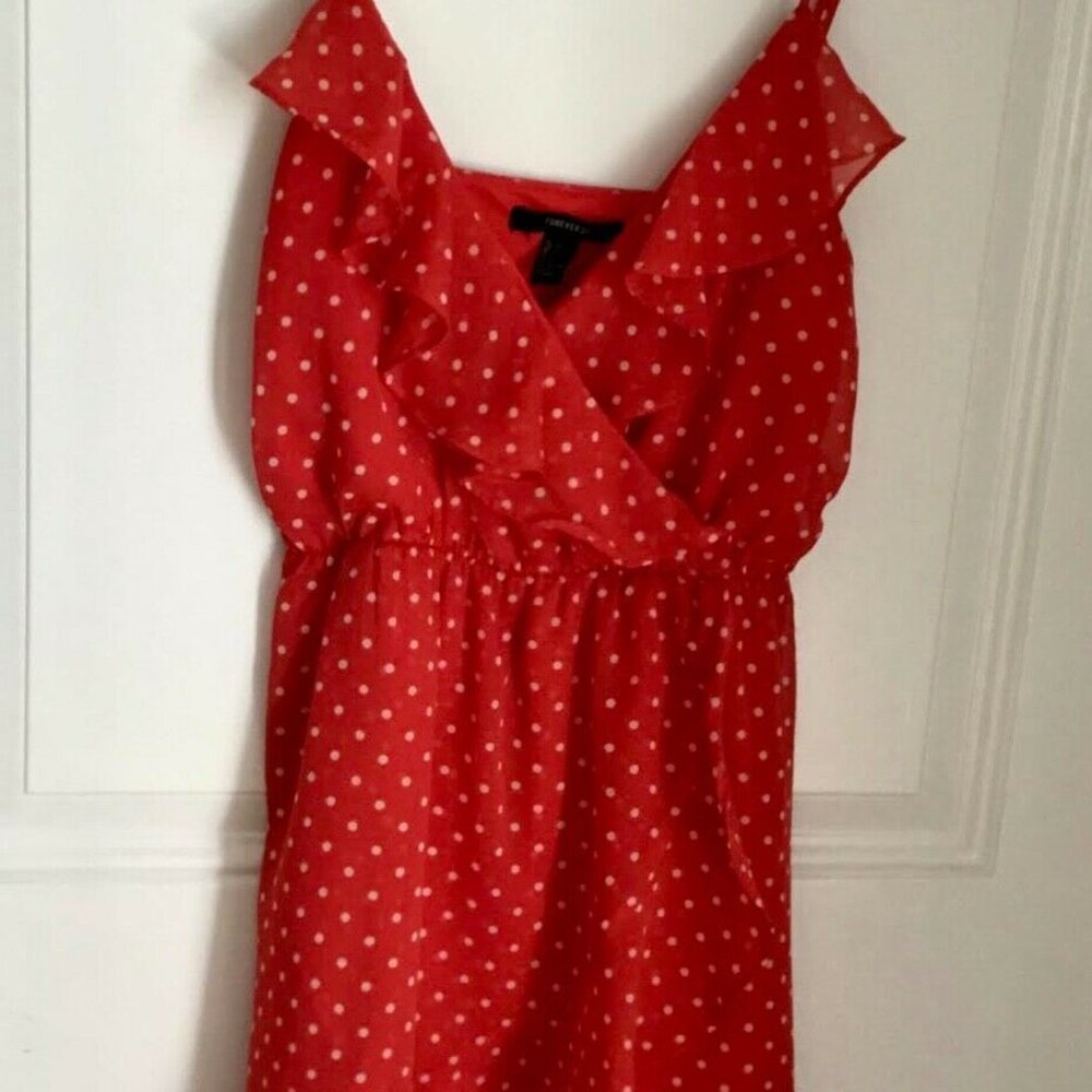 🌺Forever 21 Red & White Polka Dot Ruffle Sundress